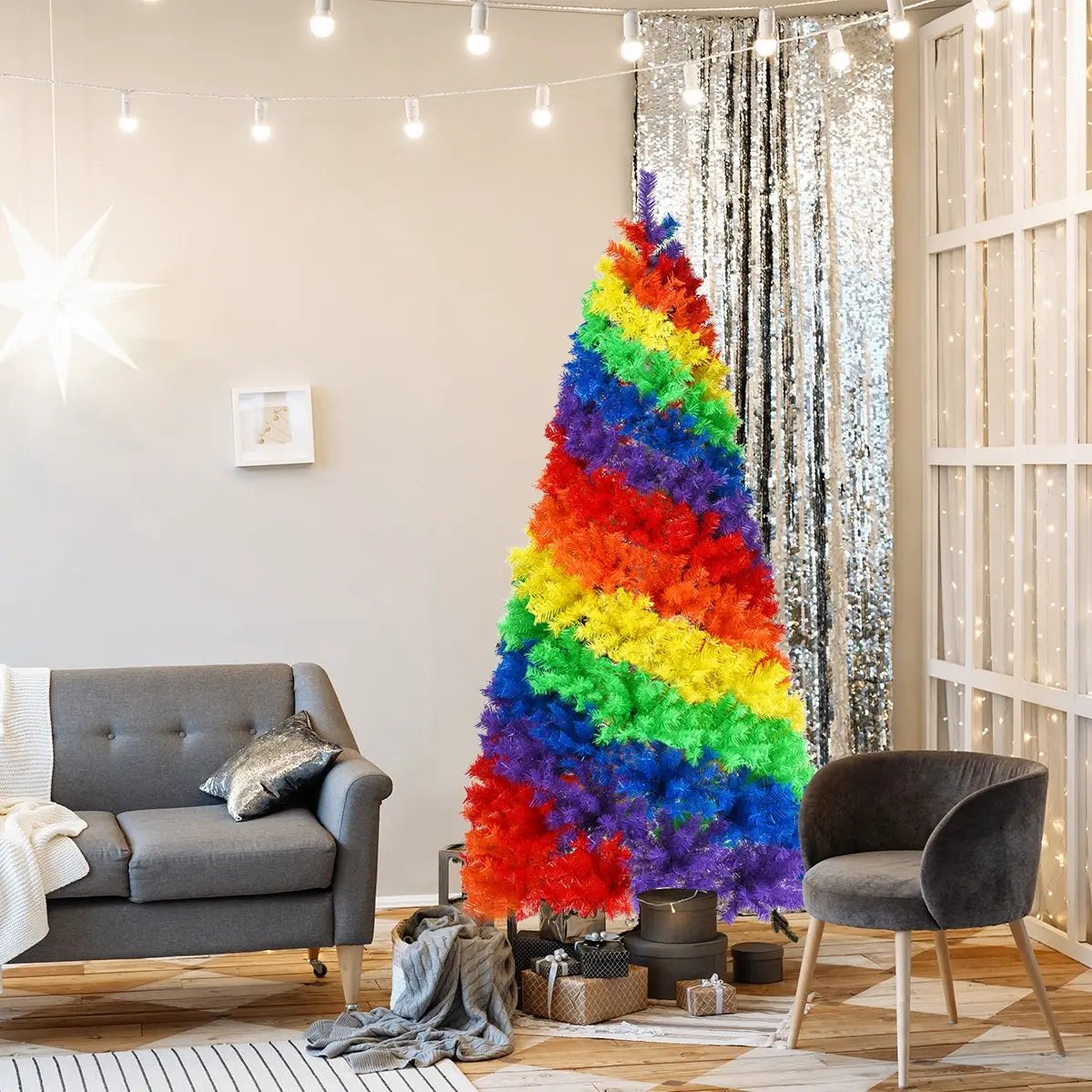 7 Feet Artificial Hinged Traditional Christmas Tree with Metal Stand by DirectDeals