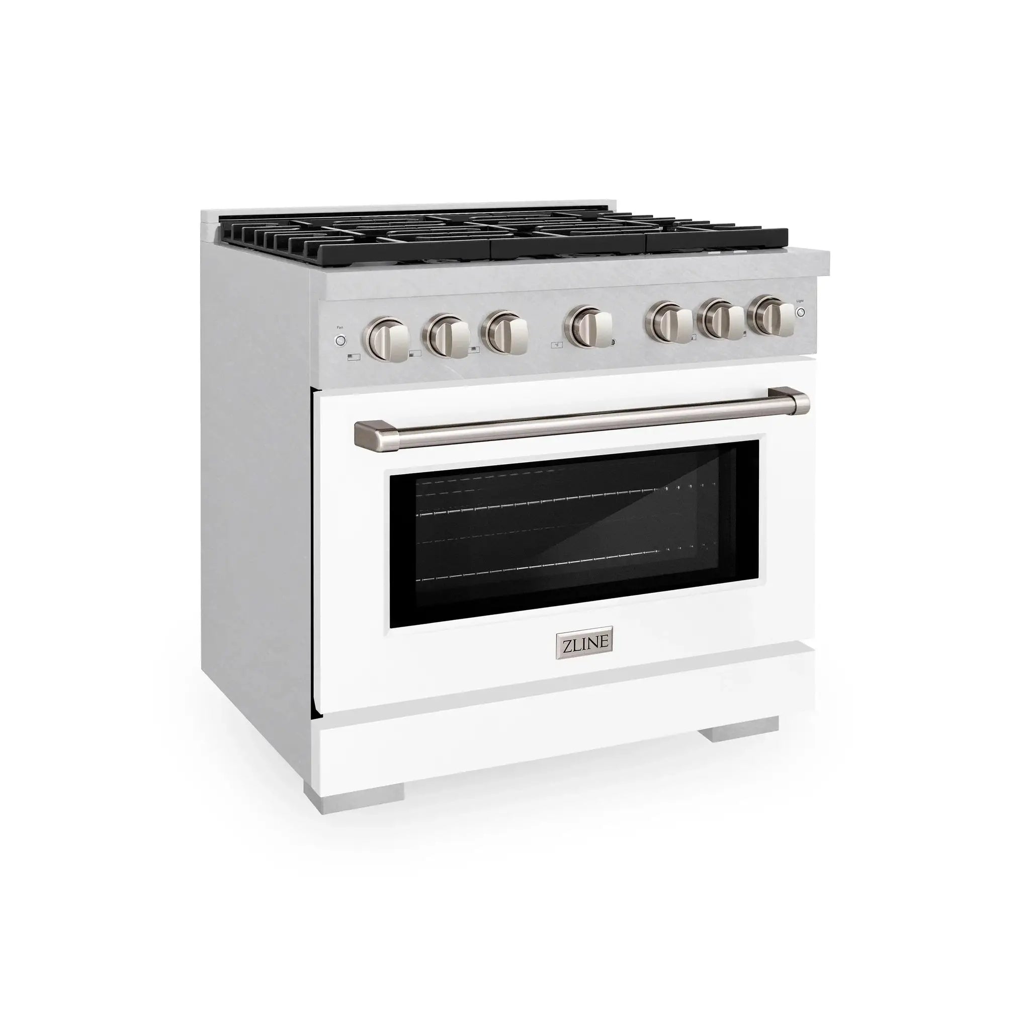 ZLINE 36"Paramount Dual Fuel Range DuraSnow® White Matte SDRS-WM-36 by Farmhouse Kitchen and Bath