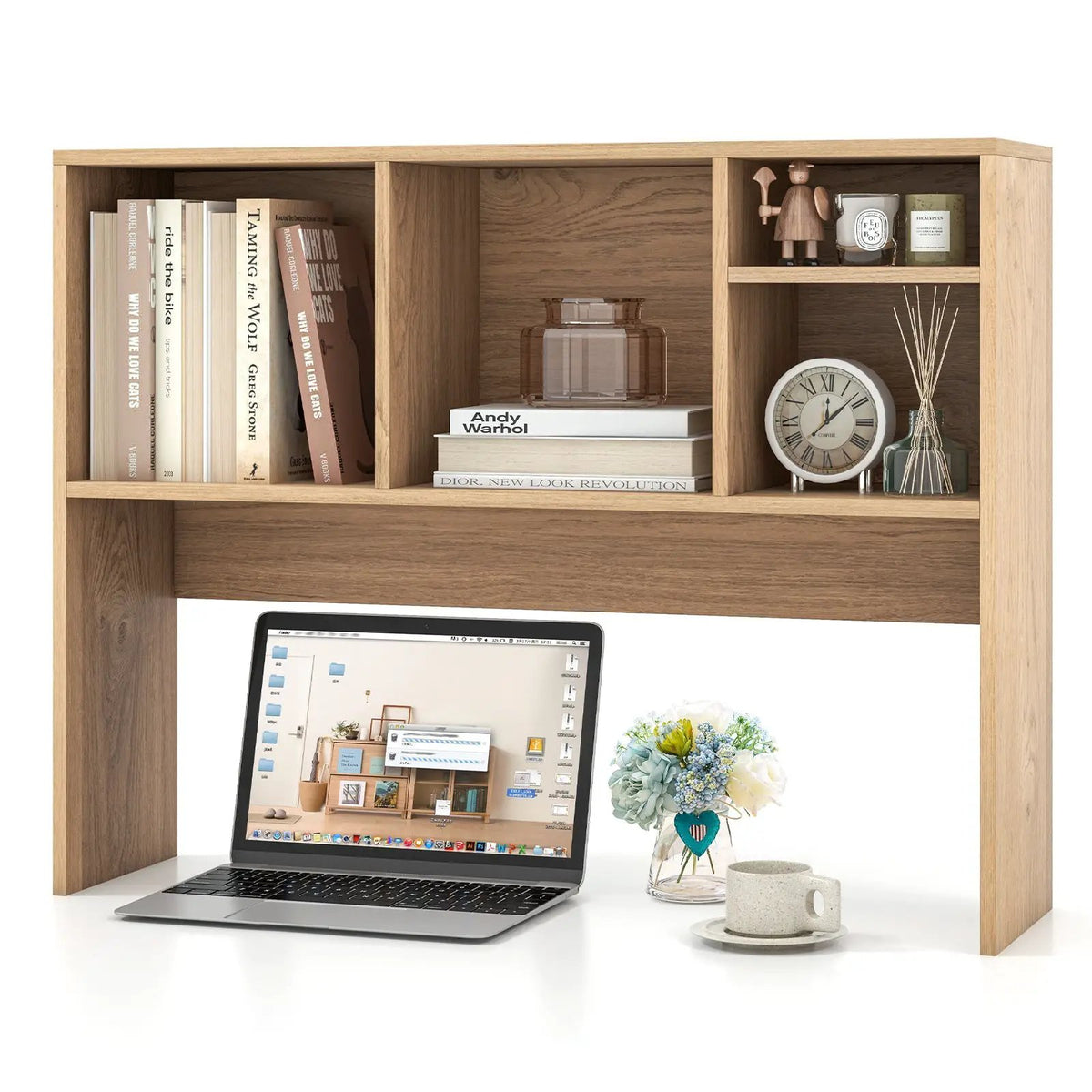 Computer Desktop Bookcase with 4 Cubbies and Open Back Compartment, photo 9 of 14