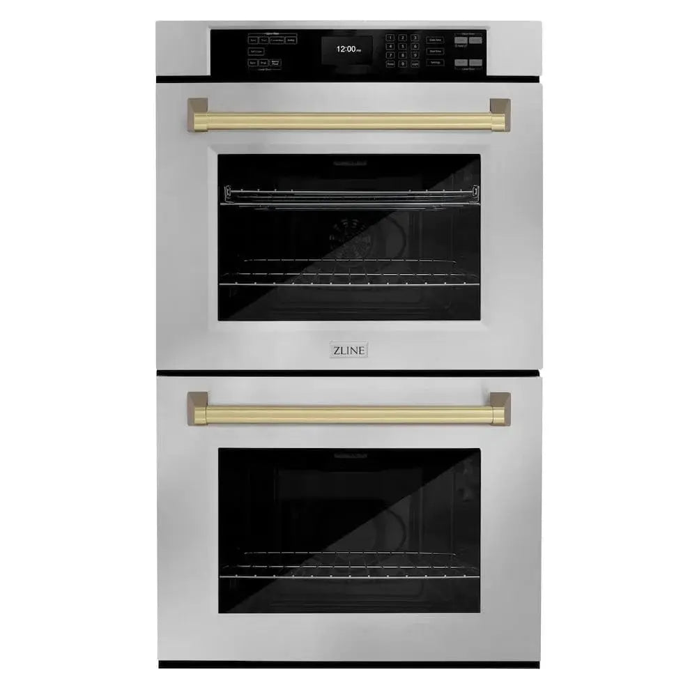 ZLINE 30"Professional True Convection Double Wall Oven, Air Fry, Self Clean, Stainless Steel, Champagne Bronze WADZ-30-CB by Farmhouse Kitchen and Bath