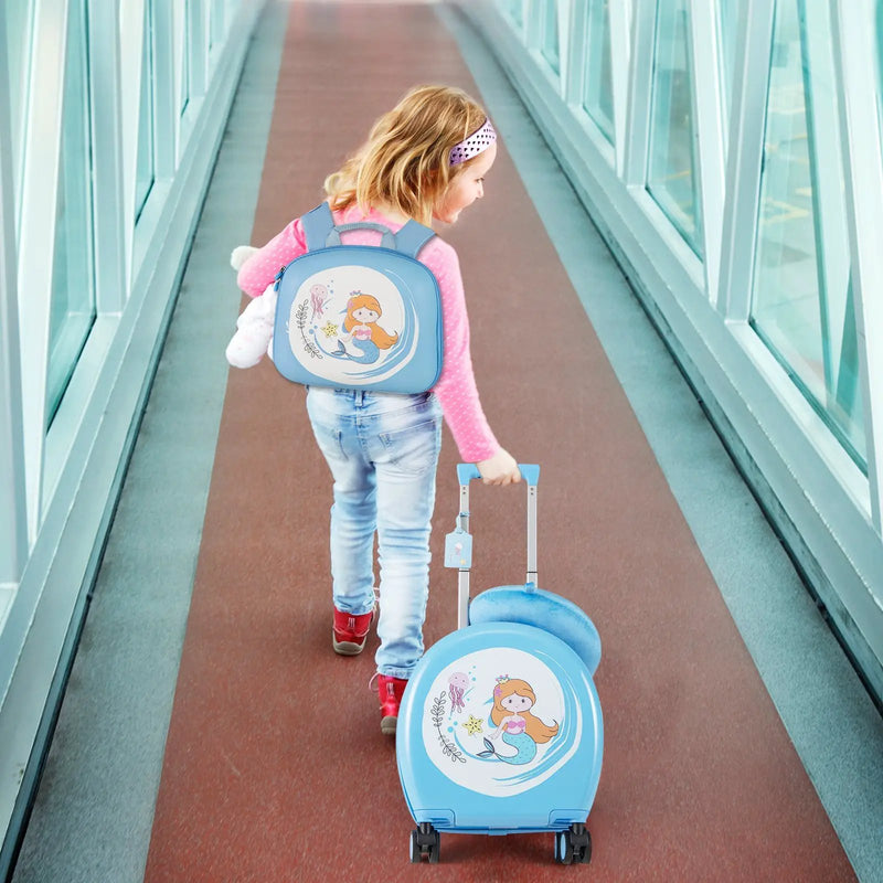 Kids Luggage Set with 14 Inches Carry-on Hardside Spinner Toddler Luggage and 10 Inches Backpack by DirectDeals