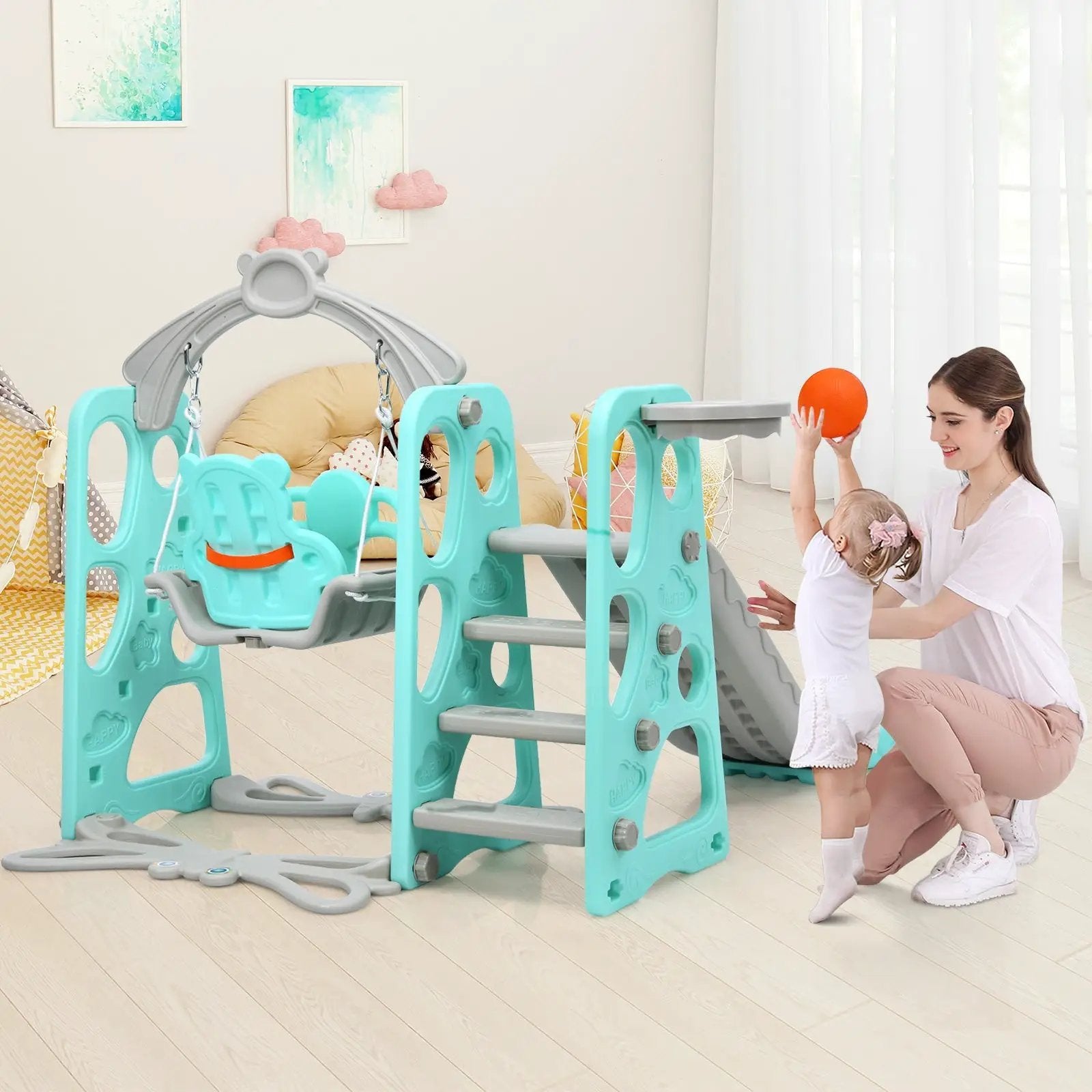 3 in 1 Toddler Climber and Swing Set Slide Playset by DirectDeals