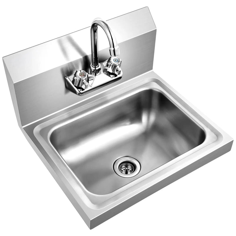 Stainless Steel Sink Wall Mount Hand Washing Sink with Faucet and Back Splash by DirectDeals