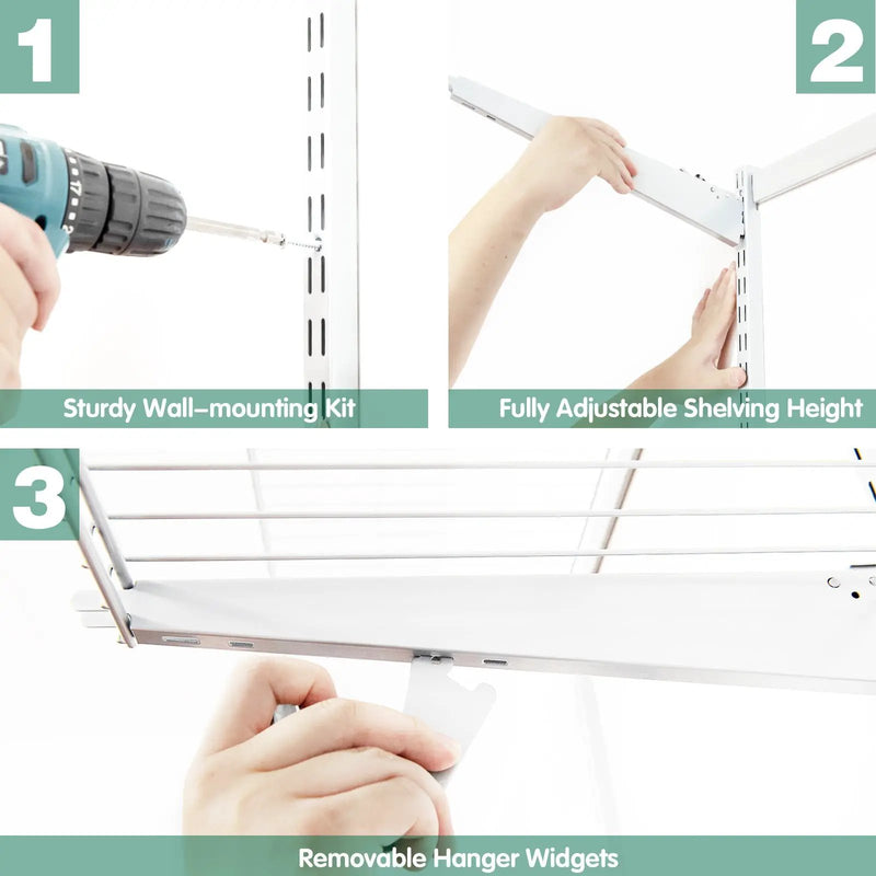 Adjustable Closet Organizer Kit with Shelves and Hanging Rods for 4 to 6 Feet by DirectDeals