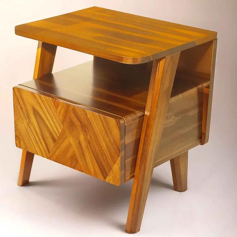 Rum Handcrafted Solid Wood Nightstand by Megsu