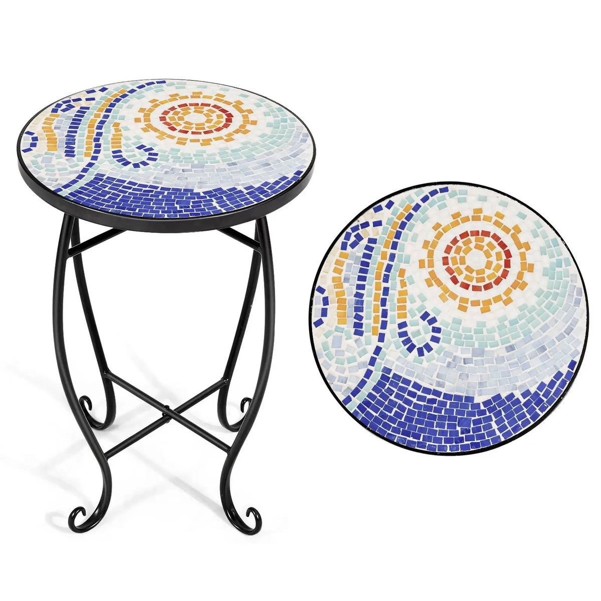 Outdoor Indoor Steel Accent Plant Stand Cobalt Table, photo 4 of 10