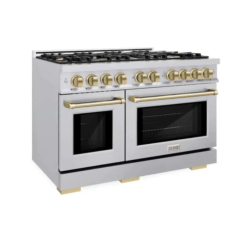 ZLINE 48" Select Dual Fuel Range Gas Cooktop Electric Convection Oven Stainless Steel Champagne Bronze HDRZ-48-CB by Farmhouse Kitchen and Bath