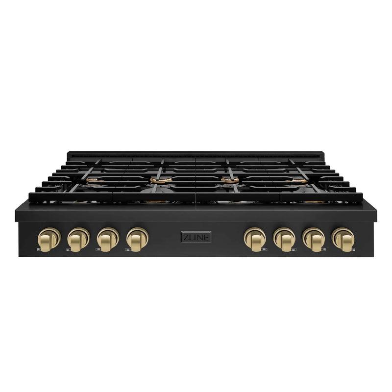 ZLINE 48" Paramount Gas Rangetop Black Stainless Steel Champagne Bronze SRTBZ-48-CB by Farmhouse Kitchen and Bath