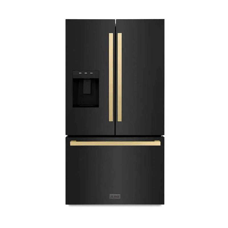 ZLINE 36" Refrigerator, Water, Ice Dispenser, Black Stainless, RSMZ-W36-BS-FCB by Farmhouse Kitchen and Bath