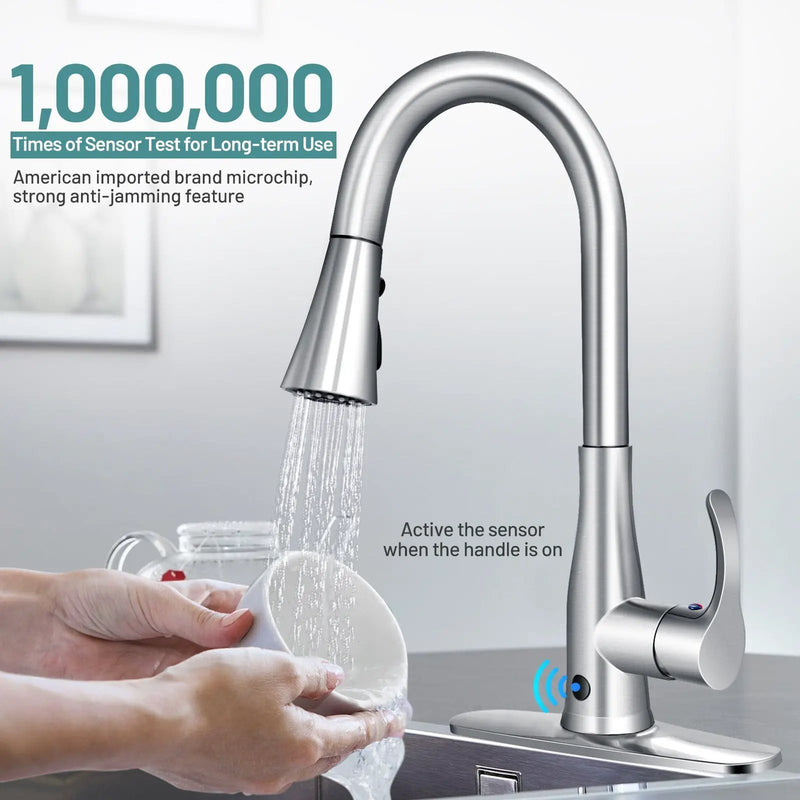 Touchless Kitchen Faucet with 360¬∞ Swivel Single Handle Sensor and 3 Mode Sprayer by DirectDeals