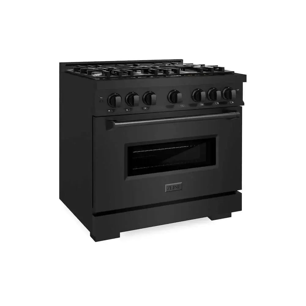 ZLINE 36" Dual Fuel Range, Gas Cooktop, Electric Convection Oven Black Stainless Steel, CDRB-36 by Farmhouse Kitchen and Bath