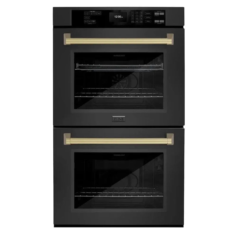 ZLINE 30"Professional True Convection Double Wall Oven, Air Fry, Self Clean Black Stainless Steel, Champagne Bronze WADBZ-30-CB by Farmhouse Kitchen and Bath