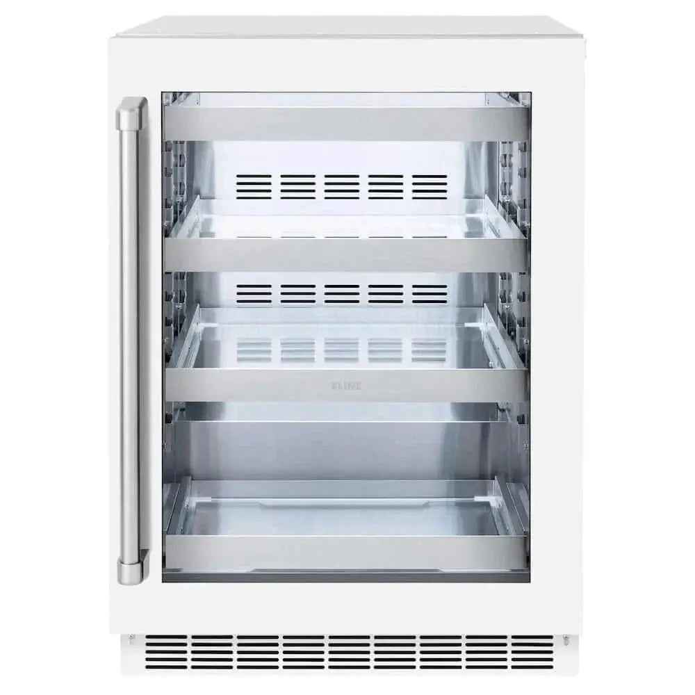ZLINE 24" Touchstone 151 Can Beverage Fridge White Matte Glass Door RBSO-WM-24 by Farmhouse Kitchen and Bath