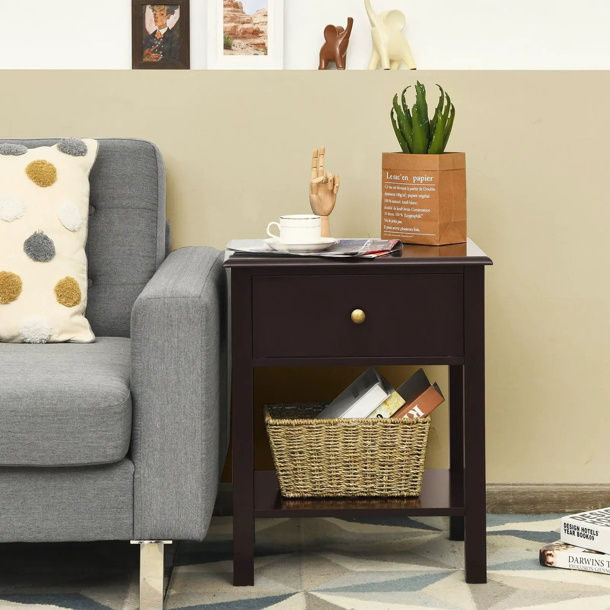 Nightstand End Table with Drawer and Shelf, photo 8 of 10