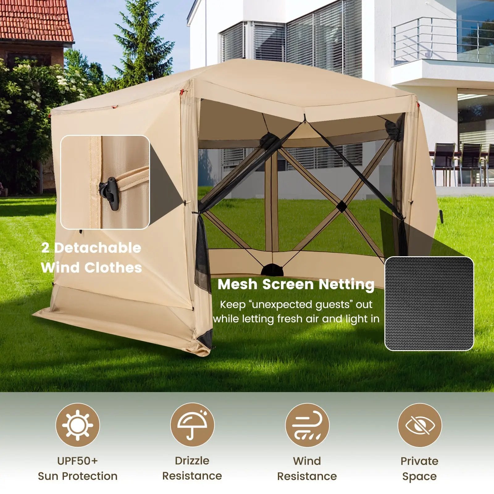11.5 X 11.5 FT Pop-up Screen House Tent with Portable Carrying Bag by DirectDeals