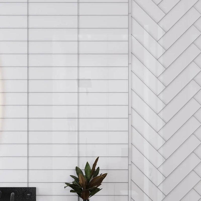 White 3x12 Glossy Subway Glass Tile (20 pack, 5 sq ft/case) by Apollo Tile