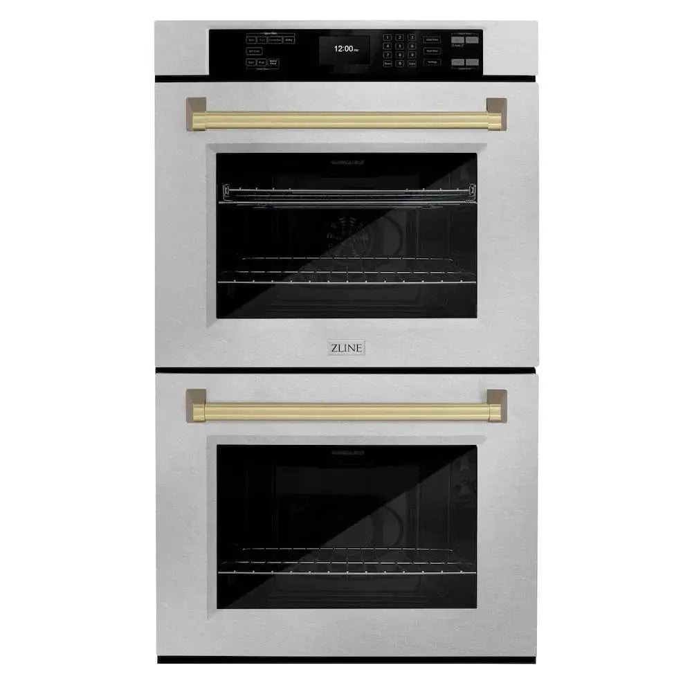 ZLINE 30"Professional True Convection Double Wall Oven, Air Fry, Self Clean, DuraSnow® Champagne Bronze WADSZ-30-CB by Farmhouse Kitchen and Bath