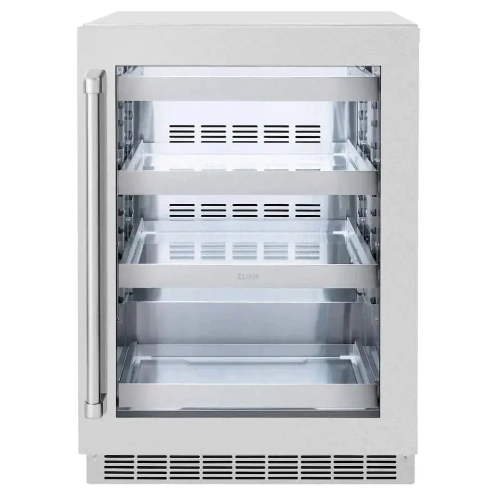 ZLINE 24" Touchstone 151 Can Beverage Fridge DuraSnow® Stainless Steel Glass Door RBSO-SN-24 by Farmhouse Kitchen and Bath