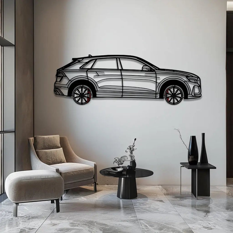Audi Q8 Metal Car Wall Art with Rotating Wheels - Handmade Luxury SUV Silhouette Decor - Automotive Wall Art for Petrolheads - KAFMEKA095 by Enova Art