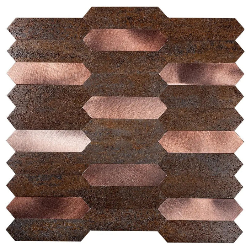 Copper 12x12 Honed Brick PVC Peel & Stick Tile (10 pack, 10 sq ft/case) by Apollo Tile