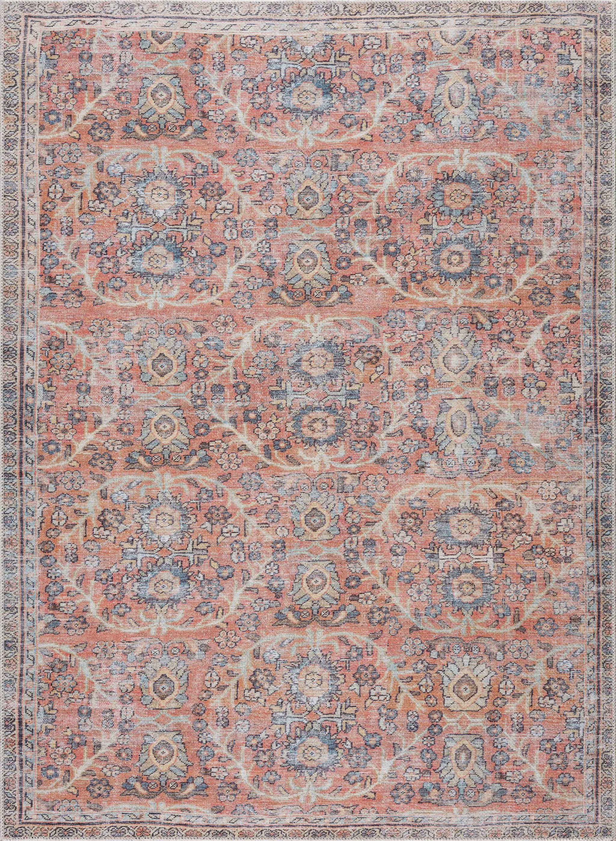 Urpi Rose & Blue Washable Area Rug - Clearance by Boutique Rugs