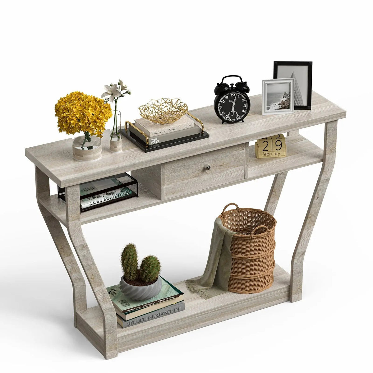 Curved Frame Modern Console Table with Storage Drawer for Entryway, photo 4 of 10