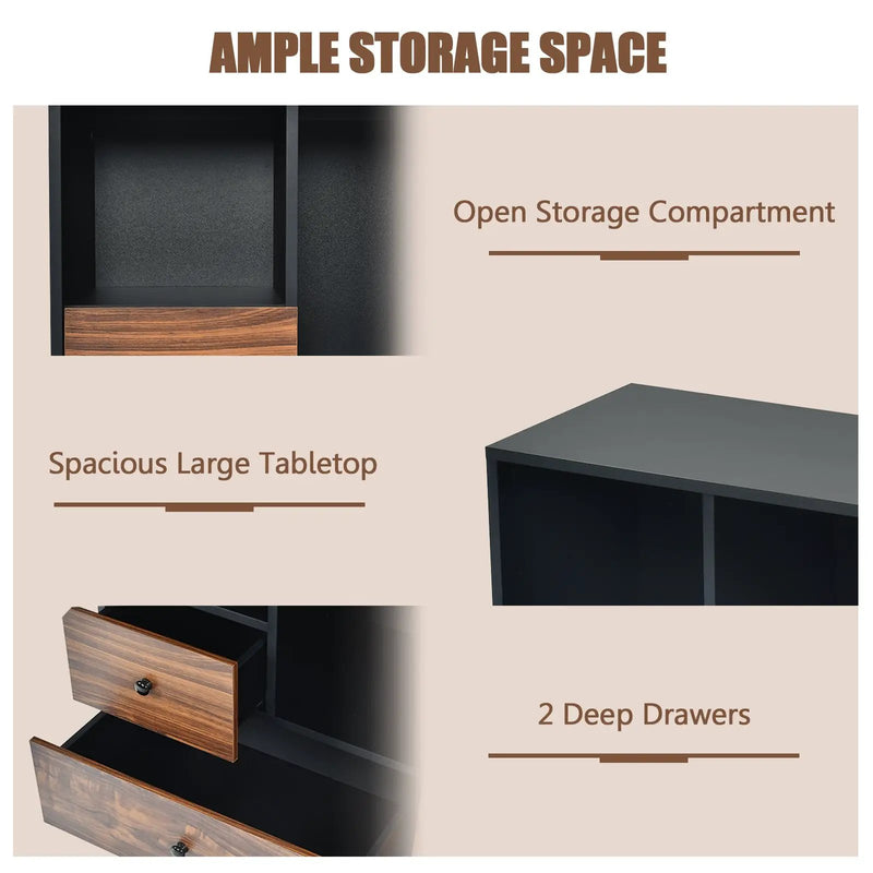 Mobile Filing Cabinet 2 Drawers with Open Shelves for Home and Office by DirectDeals