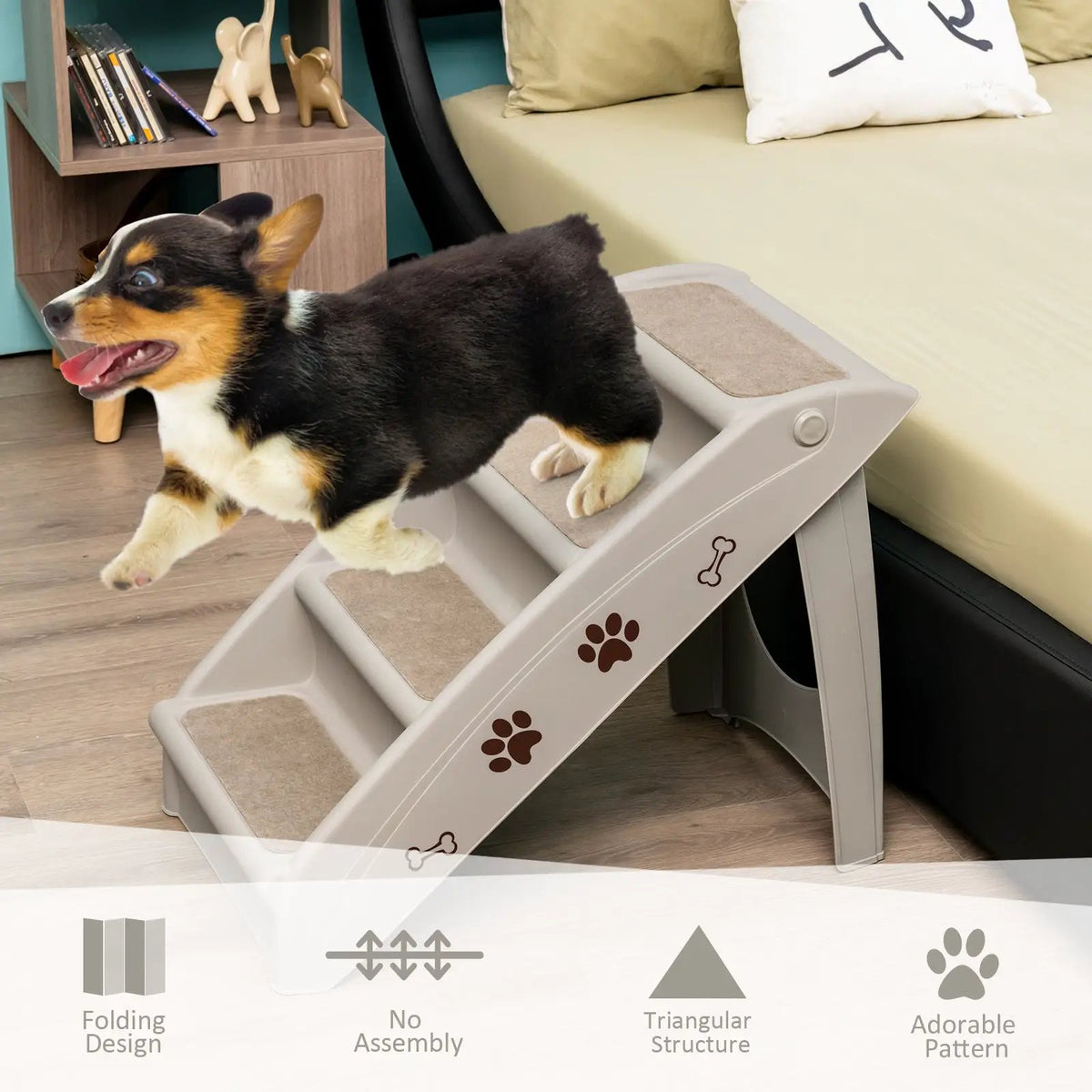 Collapsible Plastic Pet Stairs 4 Step Ladder for Small Dog and Cats, photo 5 of 24