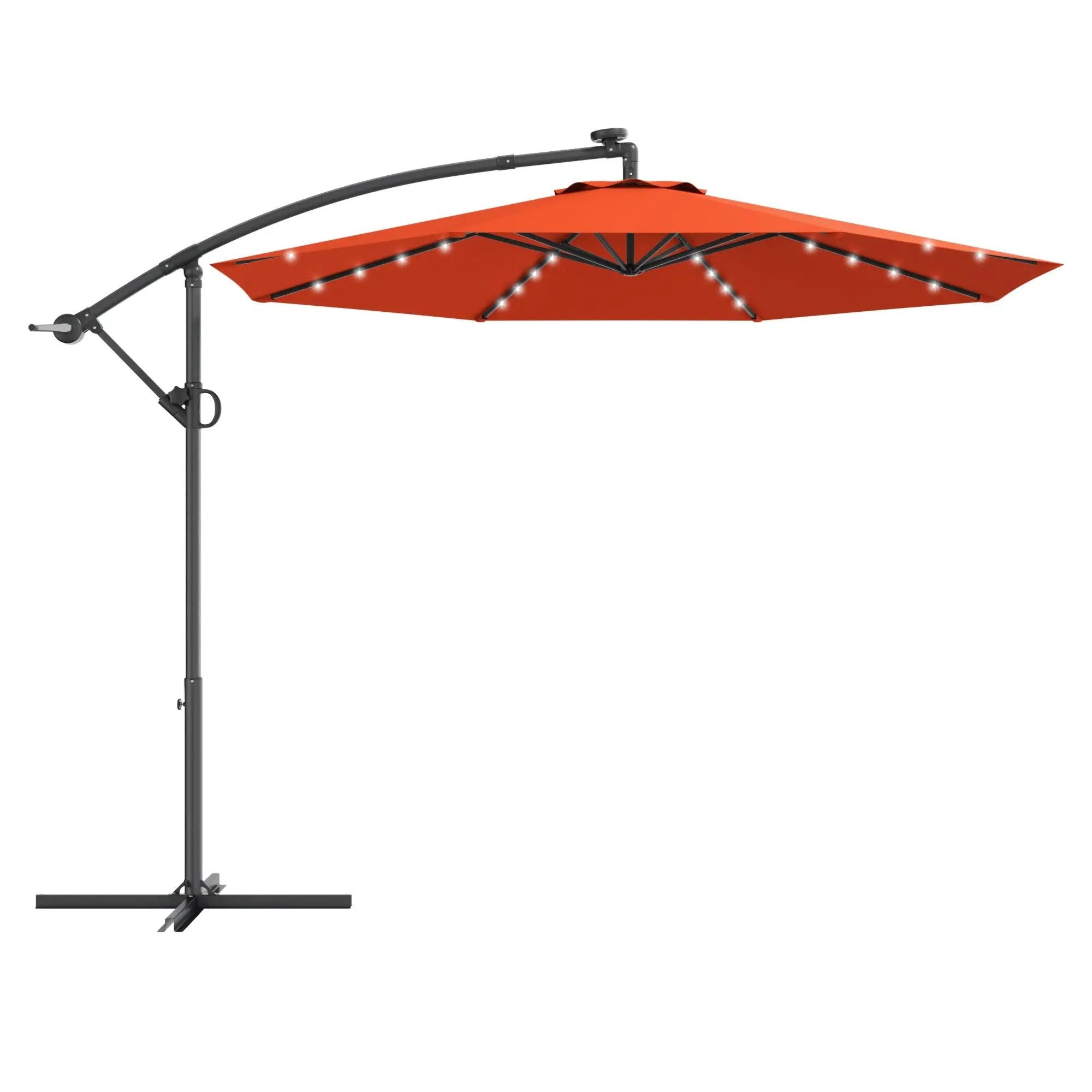 10 Feet 360° Rotation Solar Powered LED Patio Offset Umbrella without Weight Base-Gray by DirectDeals