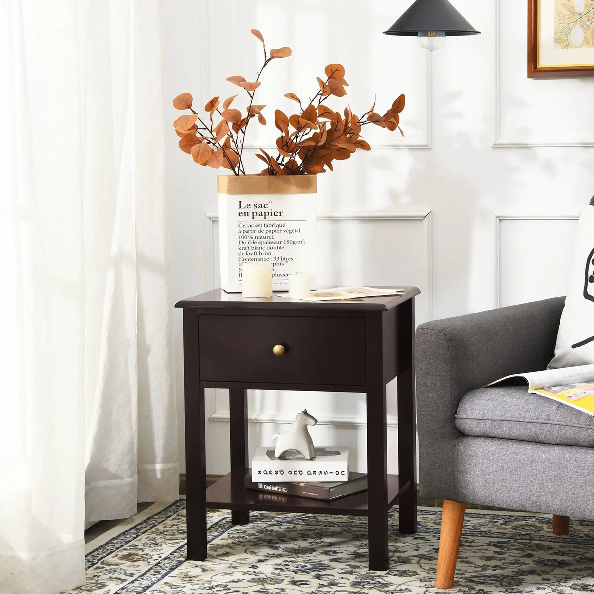 Nightstand End Table with Drawer and Shelf, photo 6 of 10