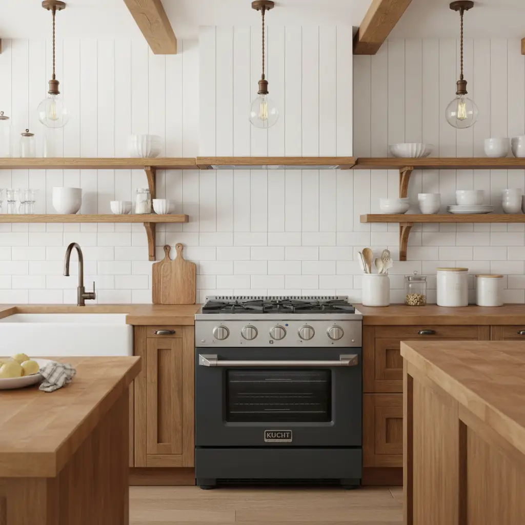 Kucht 30" Propane Range, Stainless Steel, Grey Oven Door, KNG301/LP-GR by Farmhouse Kitchen and Bath