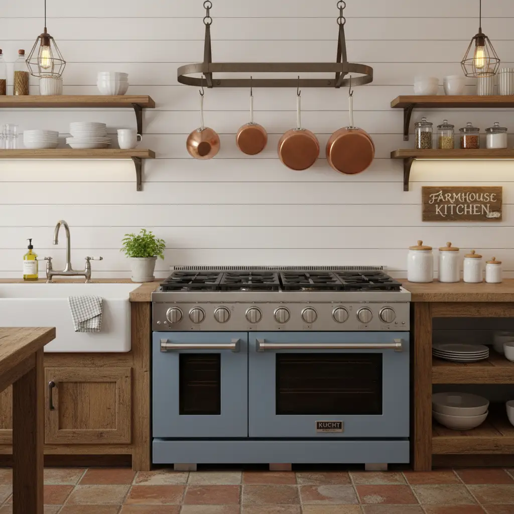 Kucht 48" Freestanding Professional Gas Range Liquid Propane KFX4800X/LP-LB by Farmhouse Kitchen and Bath