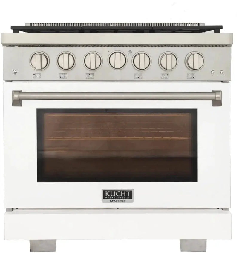 Kucht 36" Freestanding Professional Gas Range KFX3600X-W by Farmhouse Kitchen and Bath