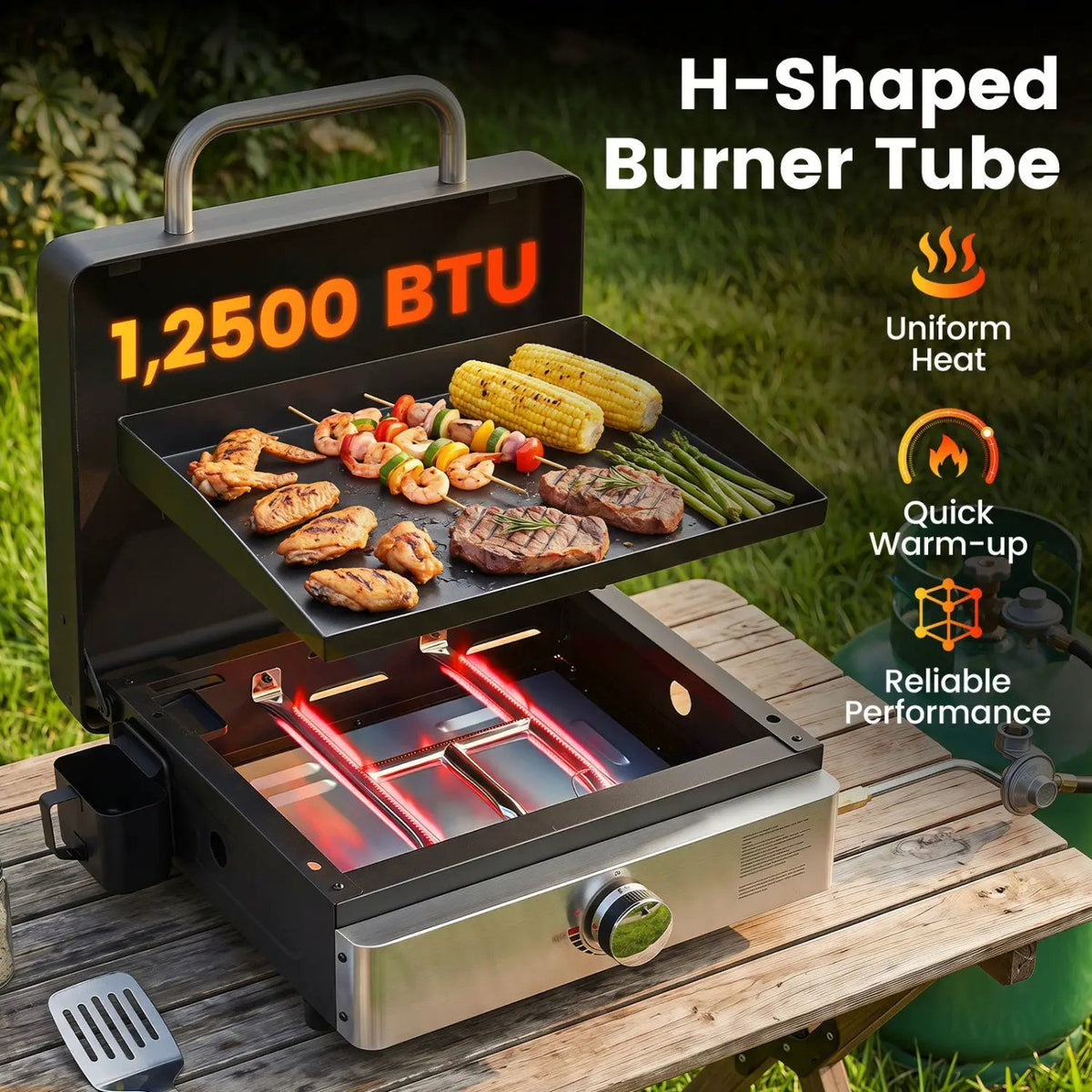 Portable Gas Griddle 1-Burner with Ceramic Non-Stick Plate by DirectDeals