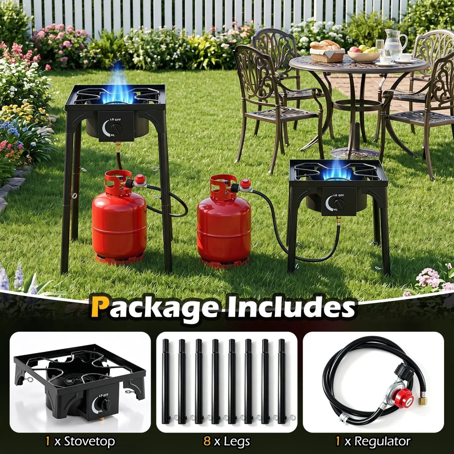 Propane Camping Stove 80000 BTU Single Burner with Regulator by DirectDeals