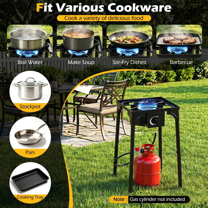 Propane Camping Stove 80000 BTU Single Burner with Regulator by DirectDeals