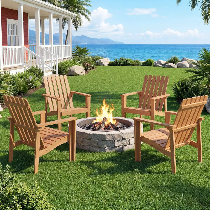 Acacia Wood Patio Dining Chair with Curved Seat & Armrests by DirectDeals