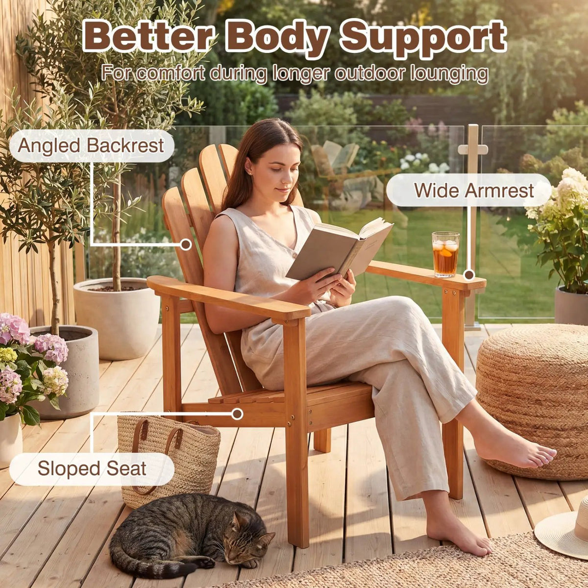 Stackable Adirondack Chairs - Solid Acacia Wood (2-Pack), photo 15 of 16