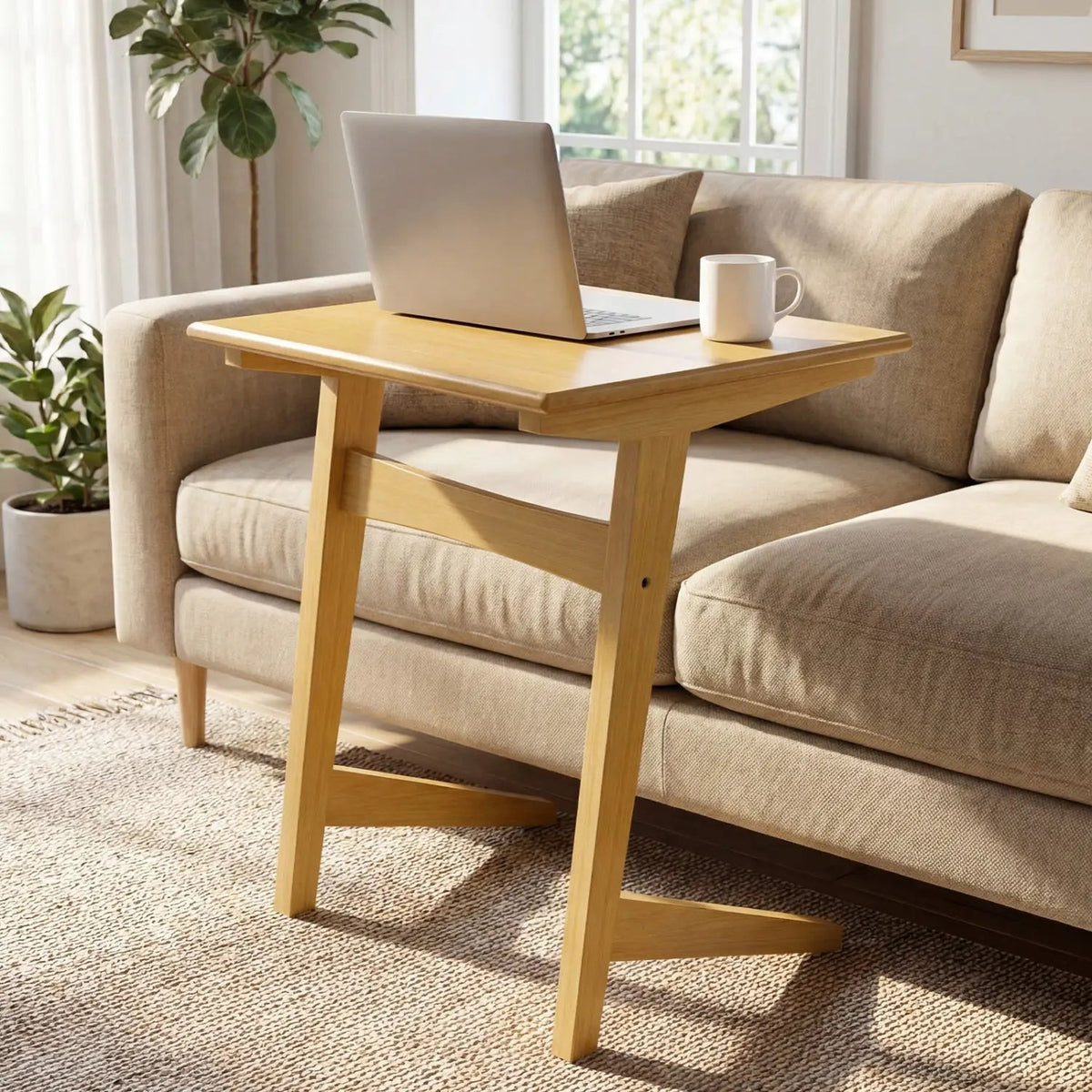 C-Shaped End Table Set of 2 with Wood Veneer Top, photo 9 of 16