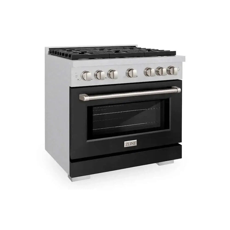ZLINE 36"Gas Range, Convection Gas Oven, DuraSnow® Black Matte, SGRS-BLM-36 by Farmhouse Kitchen and Bath
