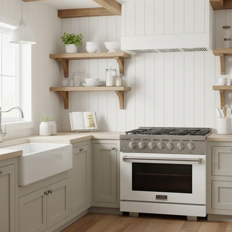 Kucht 36" Freestanding Professional Gas Range KFX3600X-W by Farmhouse Kitchen and Bath