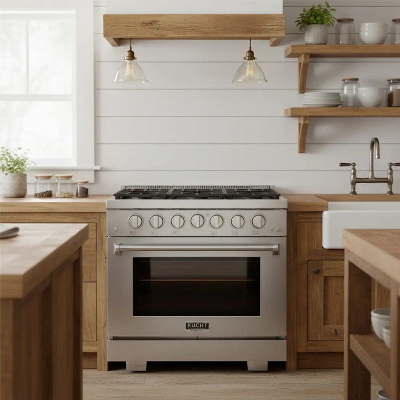 Kucht 36" Freestanding Professional Gas Range KFX3600X-S by Farmhouse Kitchen and Bath