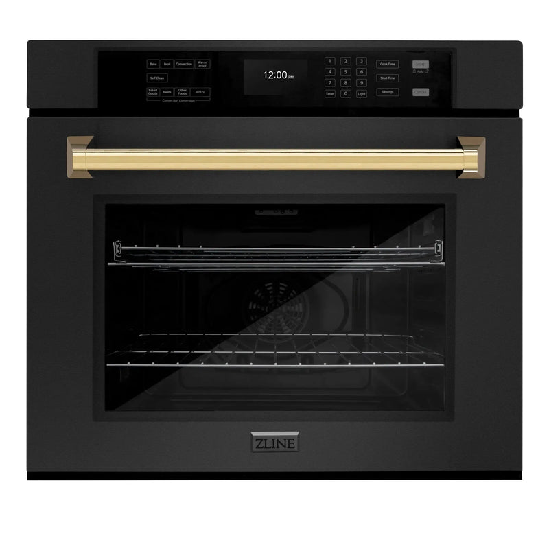 ZLINE 30 "Professional True Convection Single Wall Oven, Air Fry, Self Clean, Black Stainless Steel, Champagne Bronze WASBZ-30-CB by Farmhouse Kitchen and Bath
