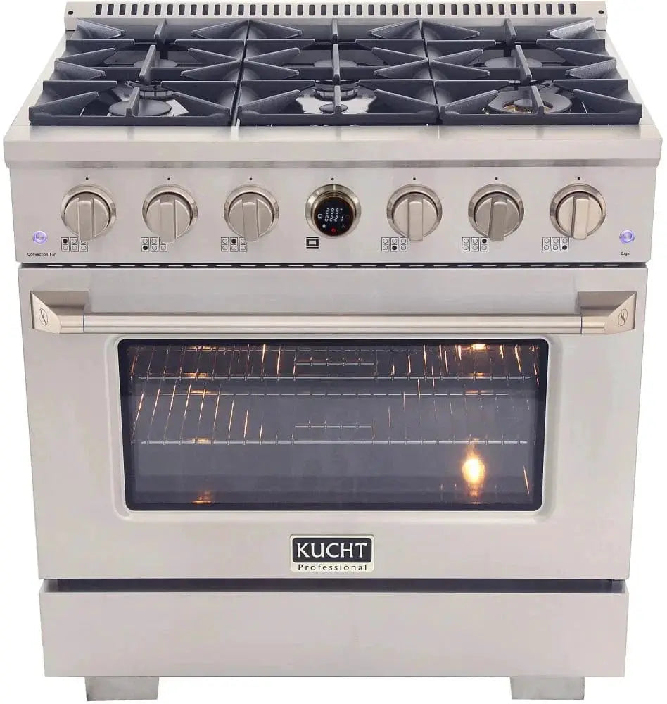 Kucht KX Series 36" Freestanding Dual Fuel Range Liquid Propane KXP36-SS/LP by Farmhouse Kitchen and Bath