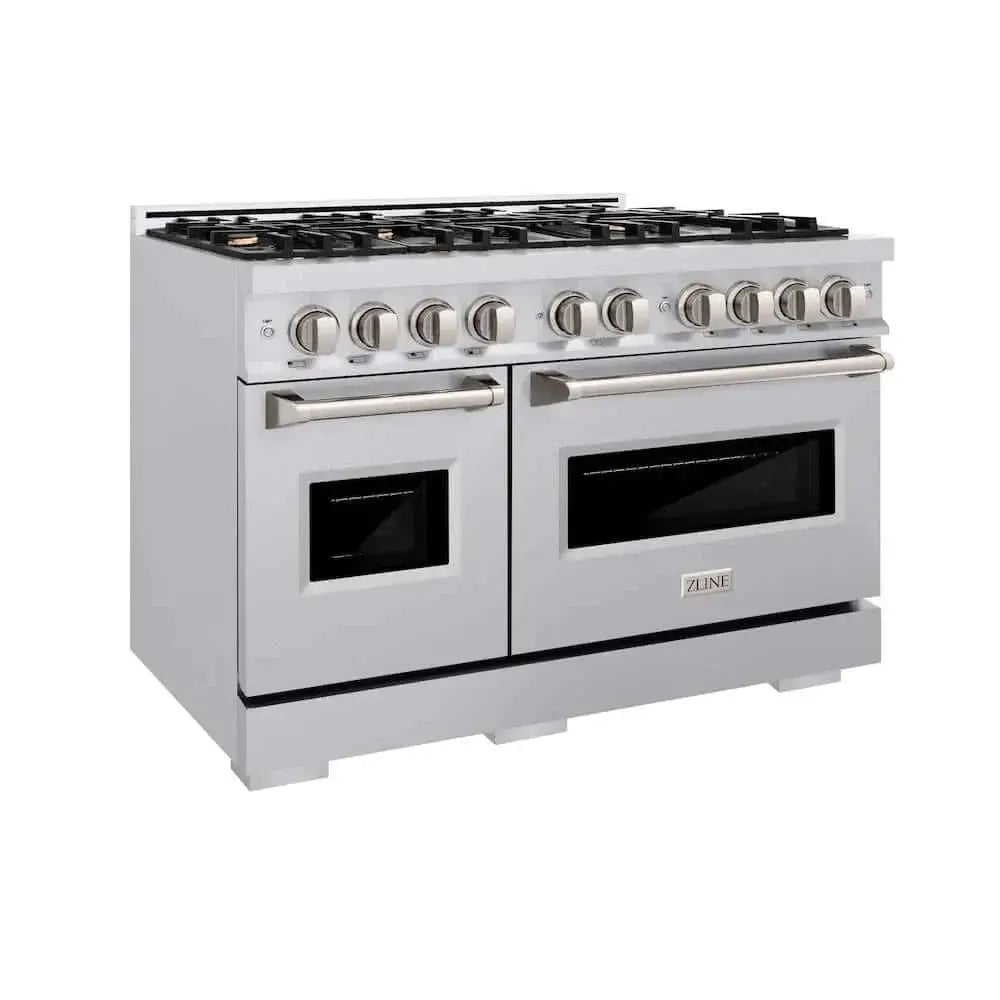 ZLINE 48"Classic Double Oven Gas Range, Stainless Steel, Brass Burners, CGR-BR-48 by Farmhouse Kitchen and Bath
