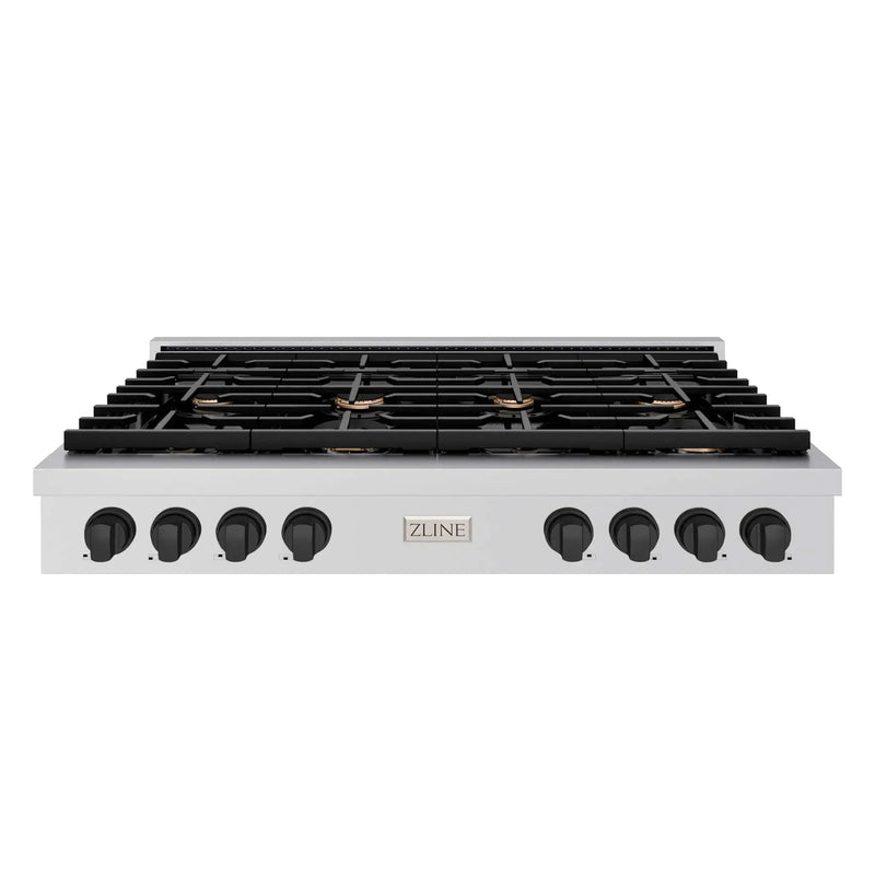 ZLINE 48" Paramount Gas Rangetop Stainless Steel Matte Black SRTZ-48-MB by Farmhouse Kitchen and Bath