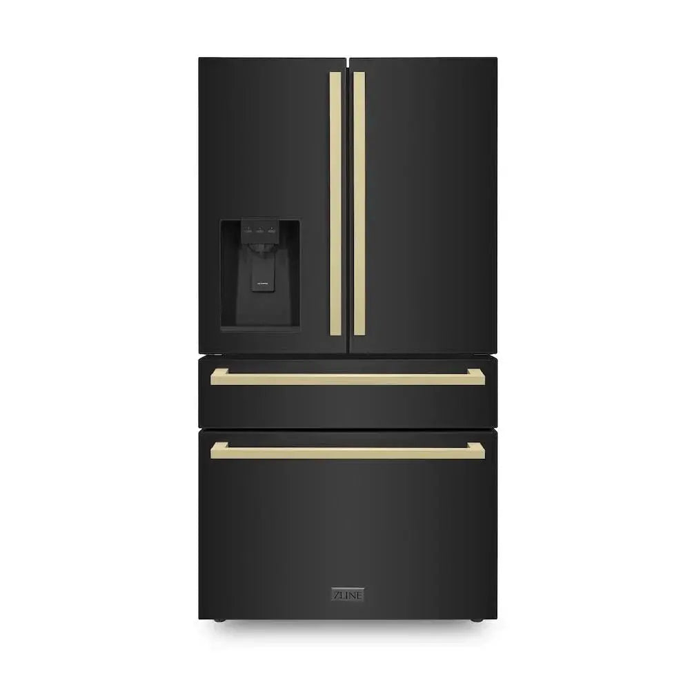 ZLINE 36" Autograph French Door Refrigerator, Ice & Water, Black Stainless RFMZ-W36-BS-FCB by Farmhouse Kitchen and Bath