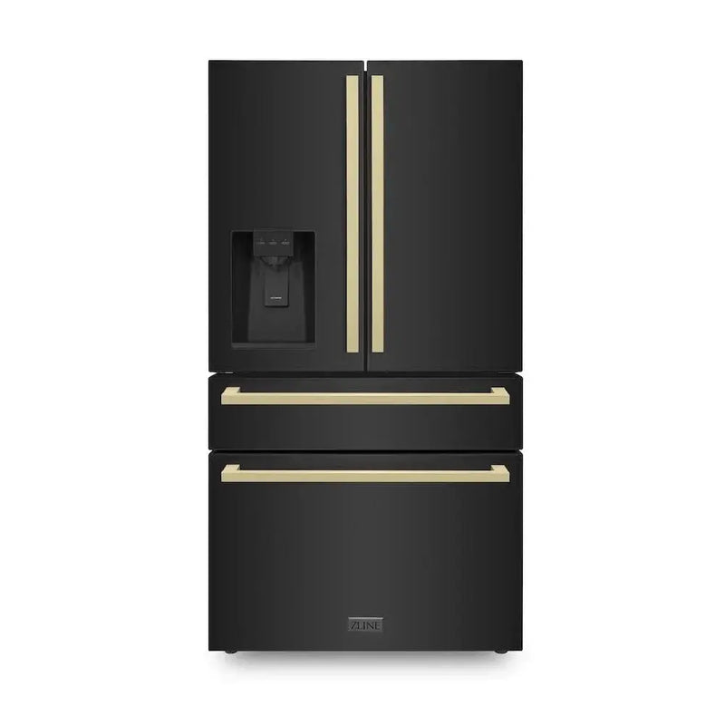 ZLINE 36" Autograph French Door Refrigerator, Ice & Water, Black Stainless RFMZ-W36-BS-FCB by Farmhouse Kitchen and Bath