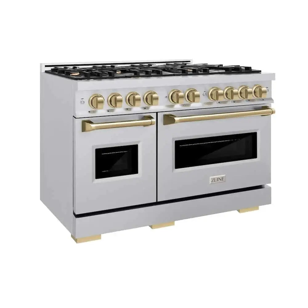 ZLINE 48" Classic Gas Range, Convection Gas Oven Stainless Steel, Champagne Bronze CGRZ-48-CB by Farmhouse Kitchen and Bath