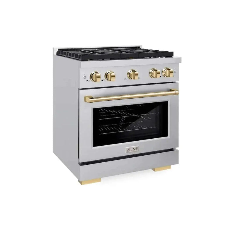 ZLINE 30 " Gas Range, Convection Oven Stainless Steel, Gold , SGRZ-30-G by Farmhouse Kitchen and Bath